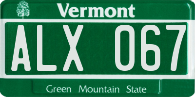 VT license plate ALX067