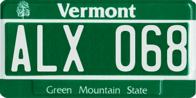 VT license plate ALX068
