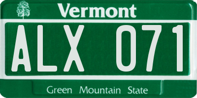 VT license plate ALX071