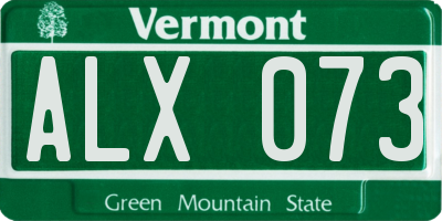 VT license plate ALX073