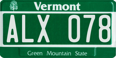VT license plate ALX078