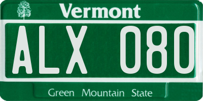 VT license plate ALX080