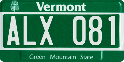 VT license plate ALX081