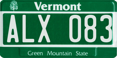 VT license plate ALX083