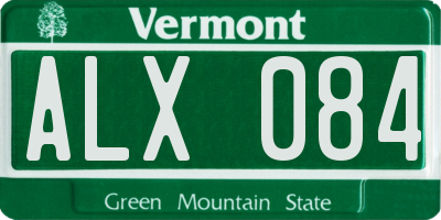 VT license plate ALX084