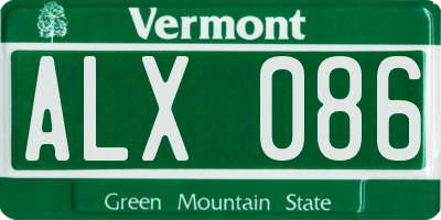 VT license plate ALX086