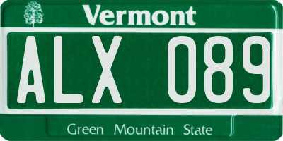 VT license plate ALX089