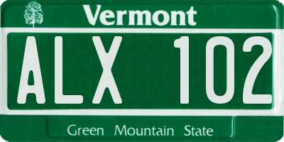 VT license plate ALX102