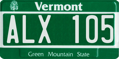 VT license plate ALX105