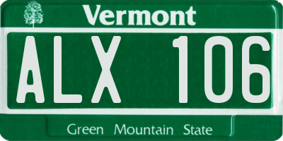 VT license plate ALX106