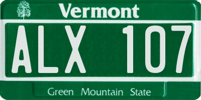 VT license plate ALX107