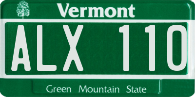 VT license plate ALX110