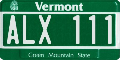 VT license plate ALX111