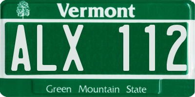VT license plate ALX112