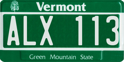VT license plate ALX113