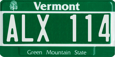 VT license plate ALX114