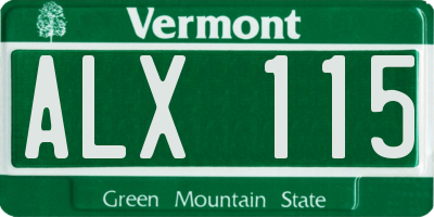 VT license plate ALX115