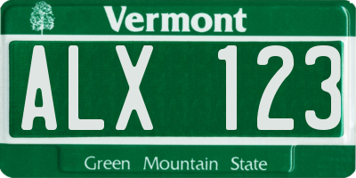 VT license plate ALX123