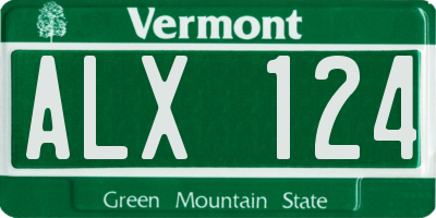 VT license plate ALX124