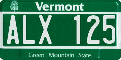 VT license plate ALX125