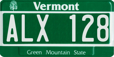 VT license plate ALX128