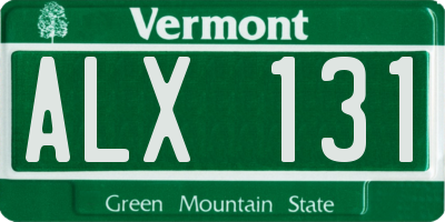 VT license plate ALX131