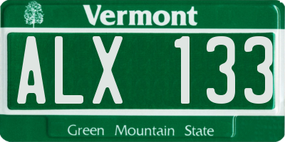 VT license plate ALX133
