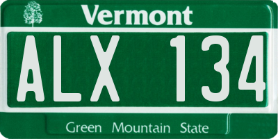 VT license plate ALX134