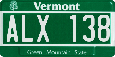 VT license plate ALX138