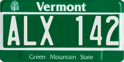 VT license plate ALX142