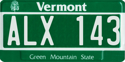 VT license plate ALX143