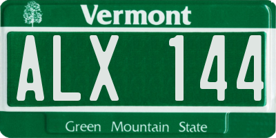 VT license plate ALX144