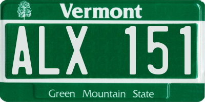 VT license plate ALX151