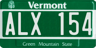 VT license plate ALX154