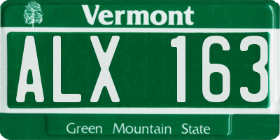 VT license plate ALX163