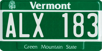 VT license plate ALX183