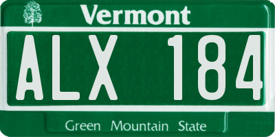 VT license plate ALX184
