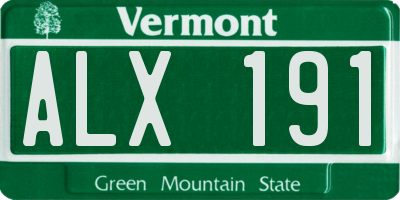 VT license plate ALX191