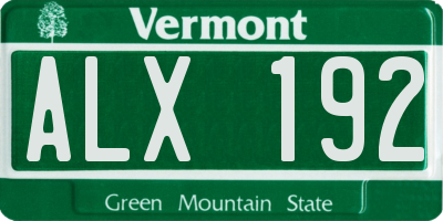 VT license plate ALX192