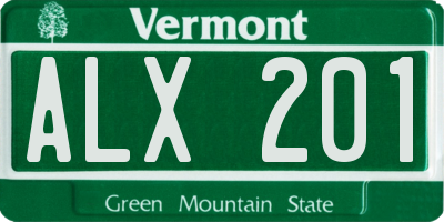 VT license plate ALX201