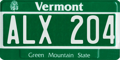 VT license plate ALX204