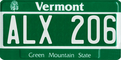 VT license plate ALX206