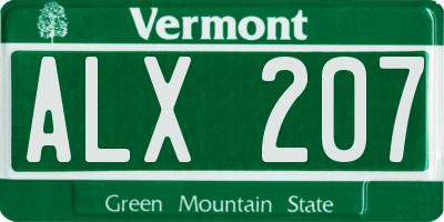 VT license plate ALX207
