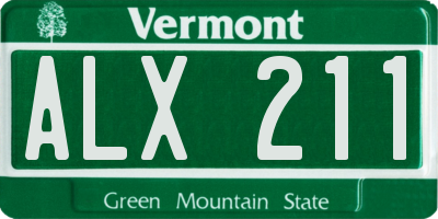 VT license plate ALX211
