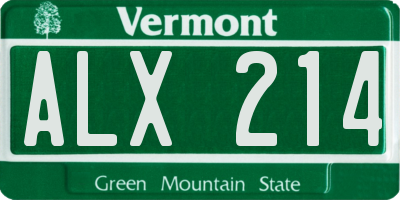 VT license plate ALX214