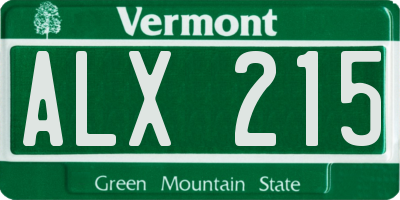 VT license plate ALX215