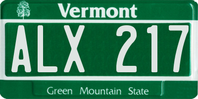 VT license plate ALX217