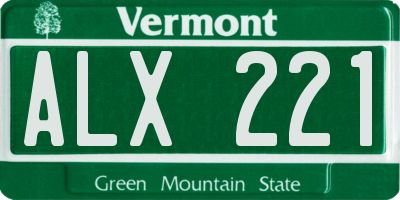 VT license plate ALX221