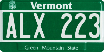 VT license plate ALX223