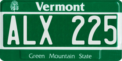 VT license plate ALX225